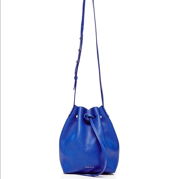 Mansur Gavriel Mini Tumble Leather Bucket Bag in Royal Blie - Picture 2 of 8